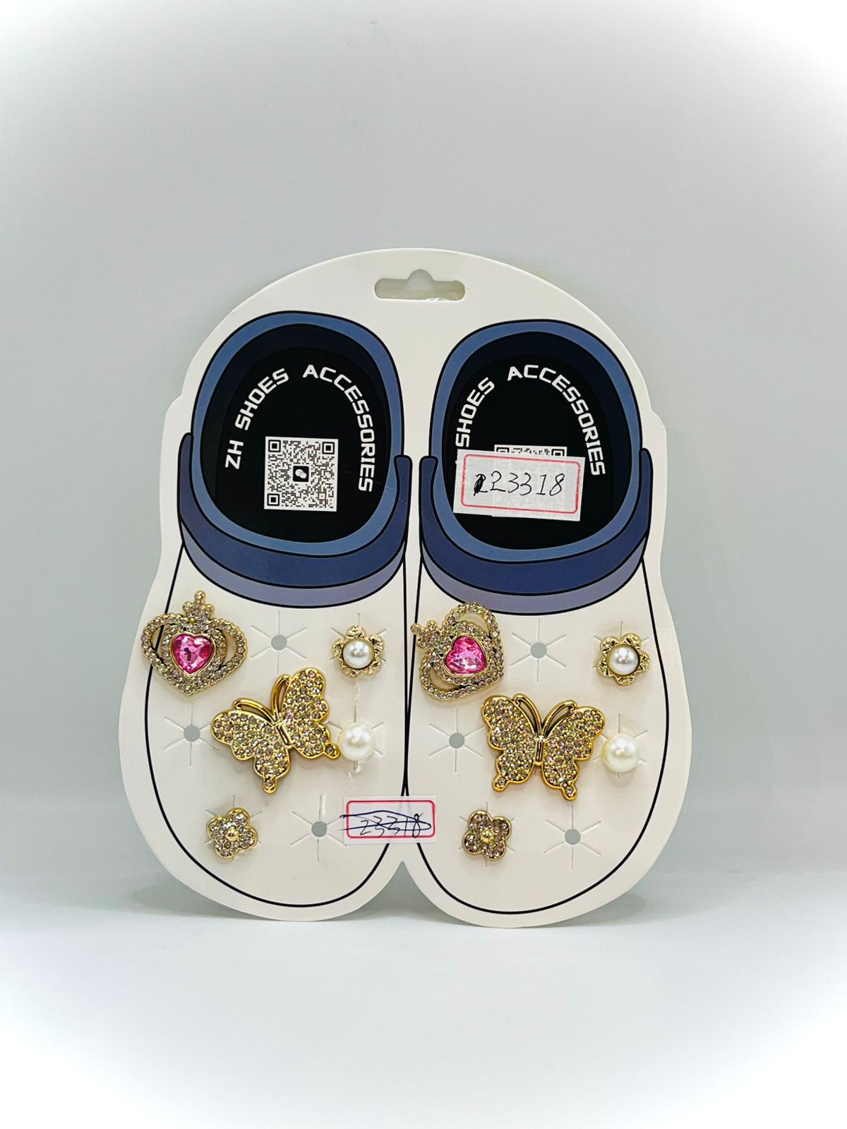 Kit Pingentes Coroa Borboleta Rosa